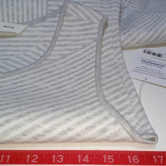 Athleta Chills & Valleys Sweater Tank Dress M NWT Gray White Ribbed Athleisure - Picture 6 of 6